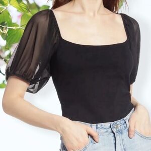 NWT FREE People intimately free people cami Puff Sleeve Top L